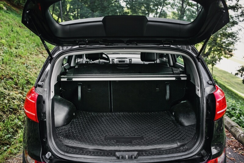 Black car with an empty trunk
