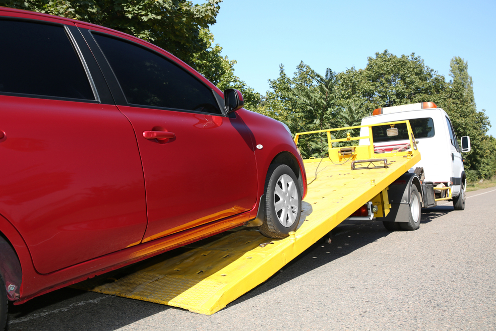 Car on tow truck