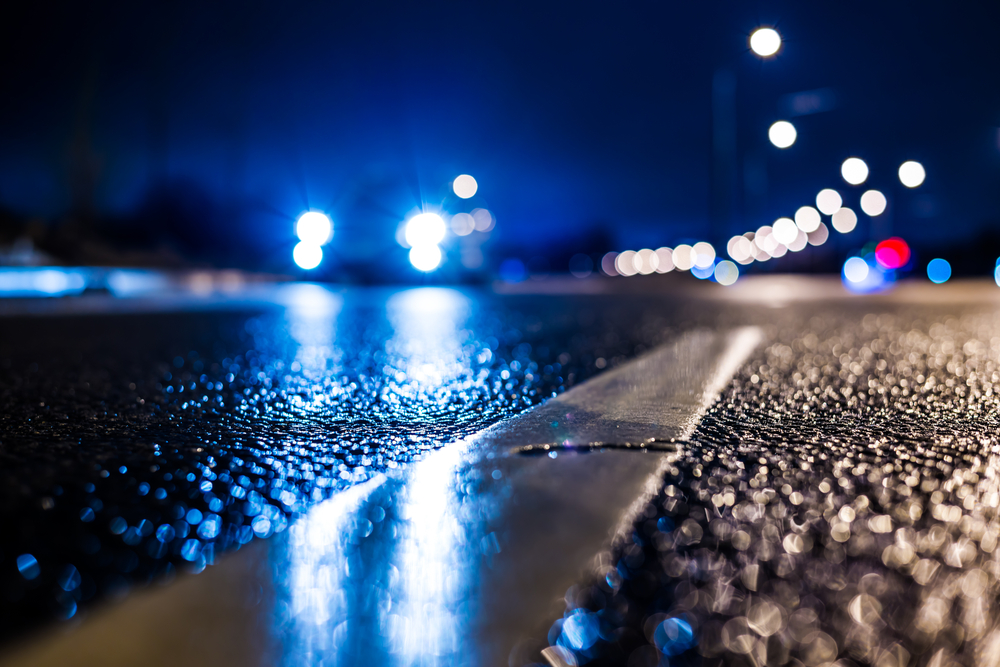headlight bulbs down street