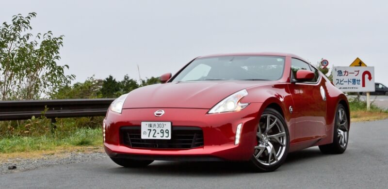 A red Nissan 370Z