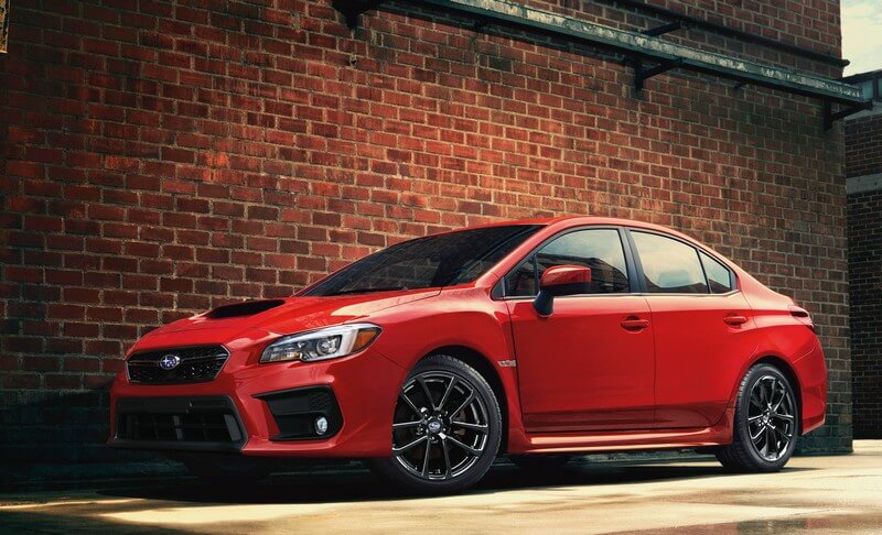 Red 2020 Subaru WRX with CVT transmission