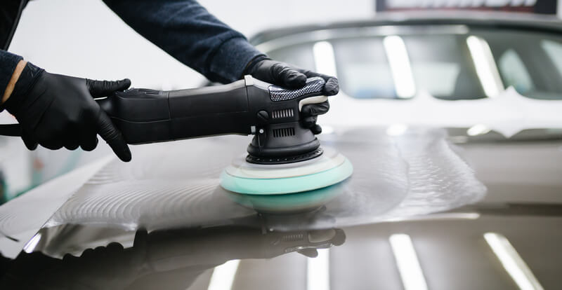 Polishing a car