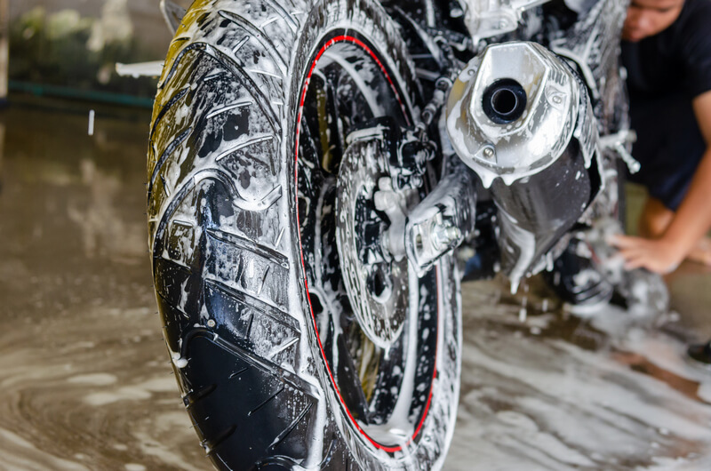 motorcycle wash and wax before winter storage